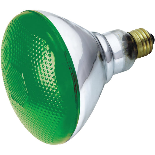 Satco 100W Green Medium Base BR38 Incandescent Floodlight Light Bulb