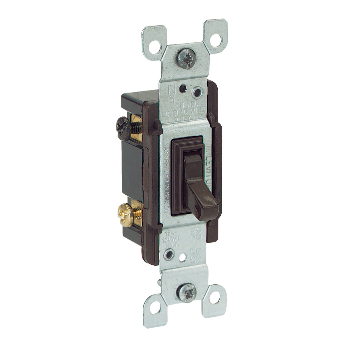 Leviton Non-Grounded Toggle Brown 15A 3-Way Switch