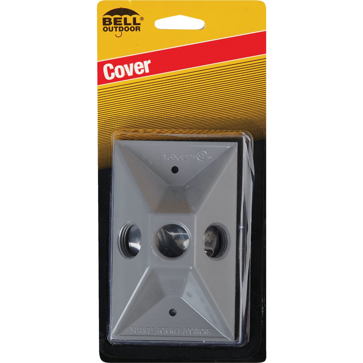 Bell 3-Outlet Rectangular Zinc Gray Cluster Weatherproof Outdoor Box Cover, Carded