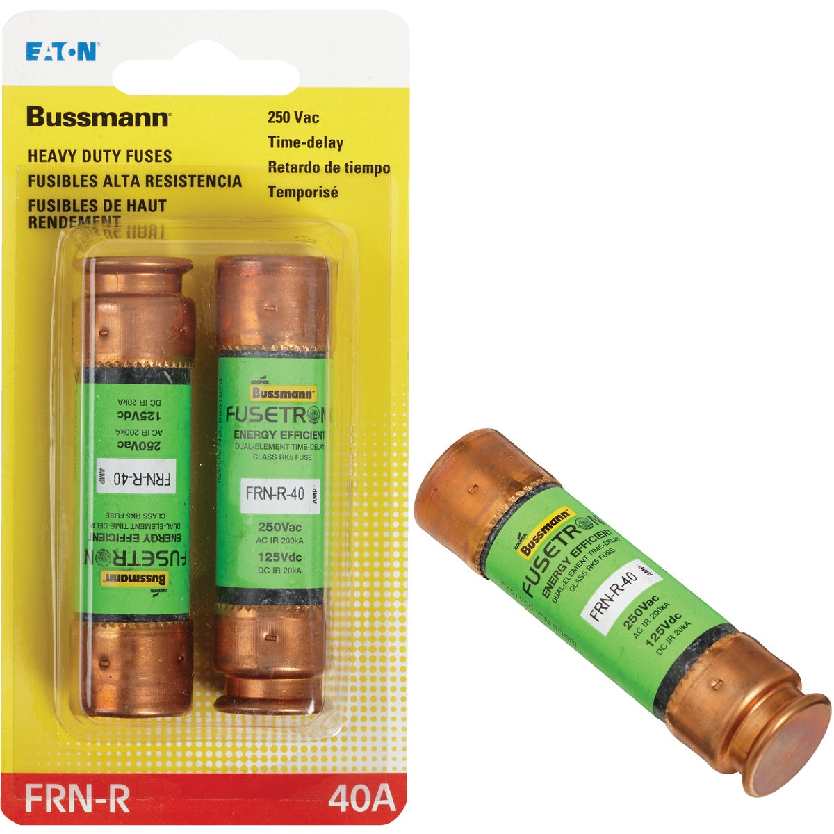 Bussmann 40A FRN-R Cartridge Heavy-Duty Time Delay Cartridge Fuse (2-Pack)