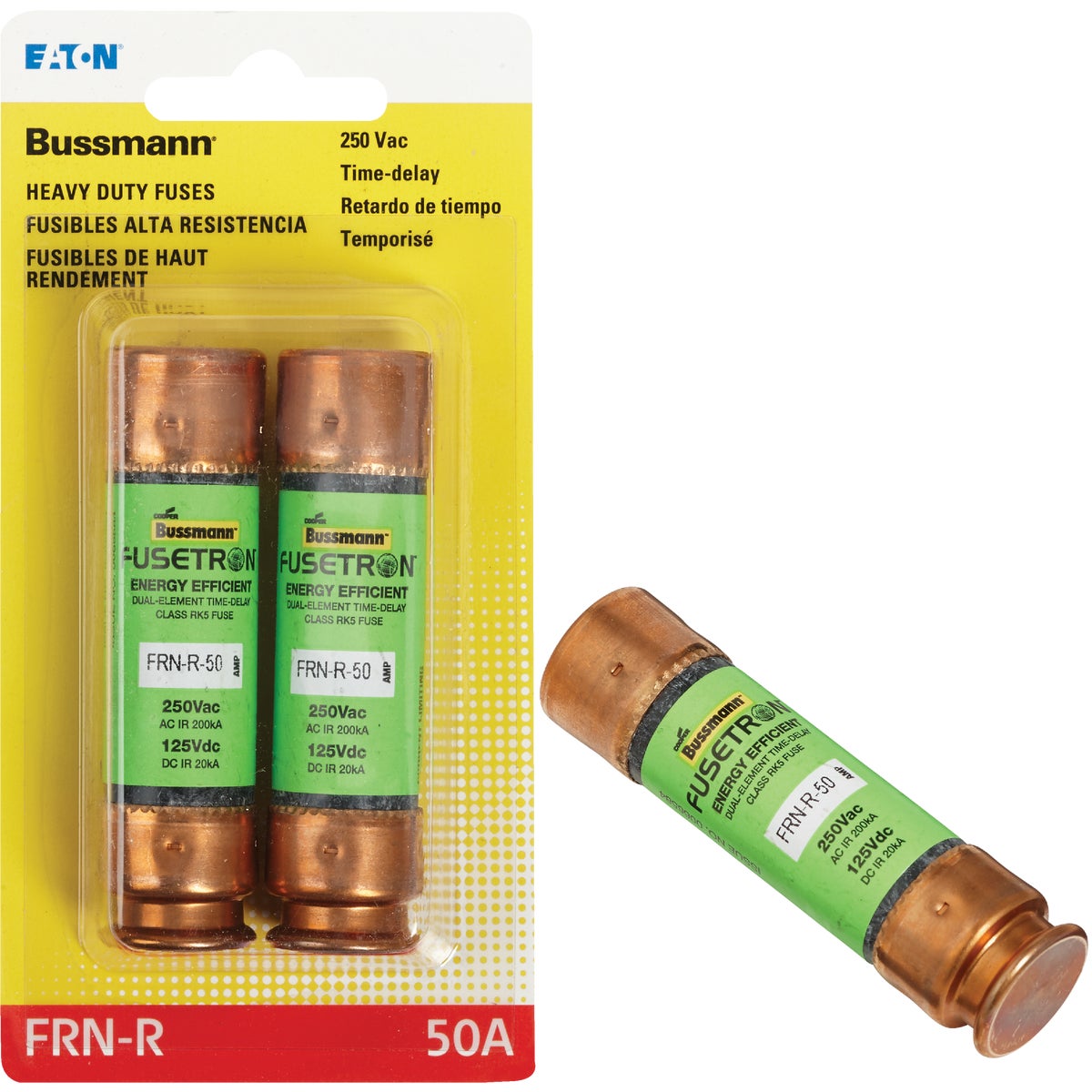 Bussmann 50A FRN-R Cartridge Heavy-Duty Time Delay Cartridge Fuse (2-Pack)