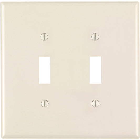 Leviton 2-Gang Thermoplastic Nylon Mid-Way Toggle Switch Wall Plate, Light Almond