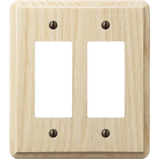 Amerelle 2-Gang Solid Ash Rocker Decorator Wall Plate, Unfinished Ash