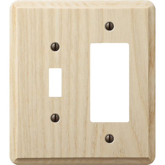 Amerelle 2-Gang Solid Ash Single Toggle/Rocker Outlet Wall Plate, Unfinished Ash