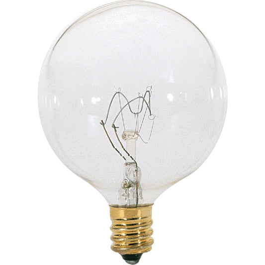 Satco 60W Clear Candelabra Base G16.5 Incandescent Globe Light Bulb (2-Pack)