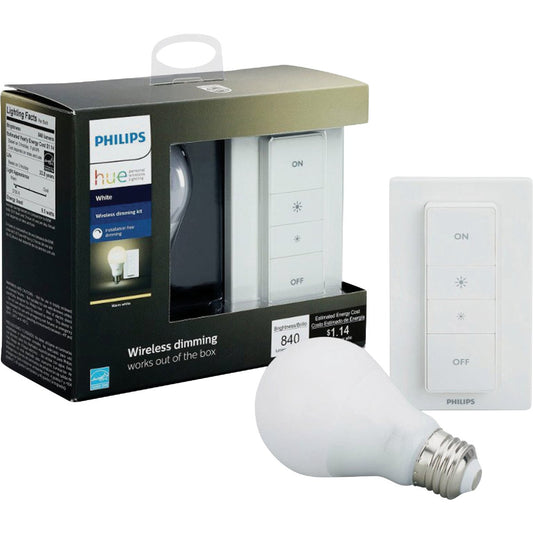 Philips Hue 60W Equivalent Medium A19 Dimmable LED Light Bulb Starter Kit