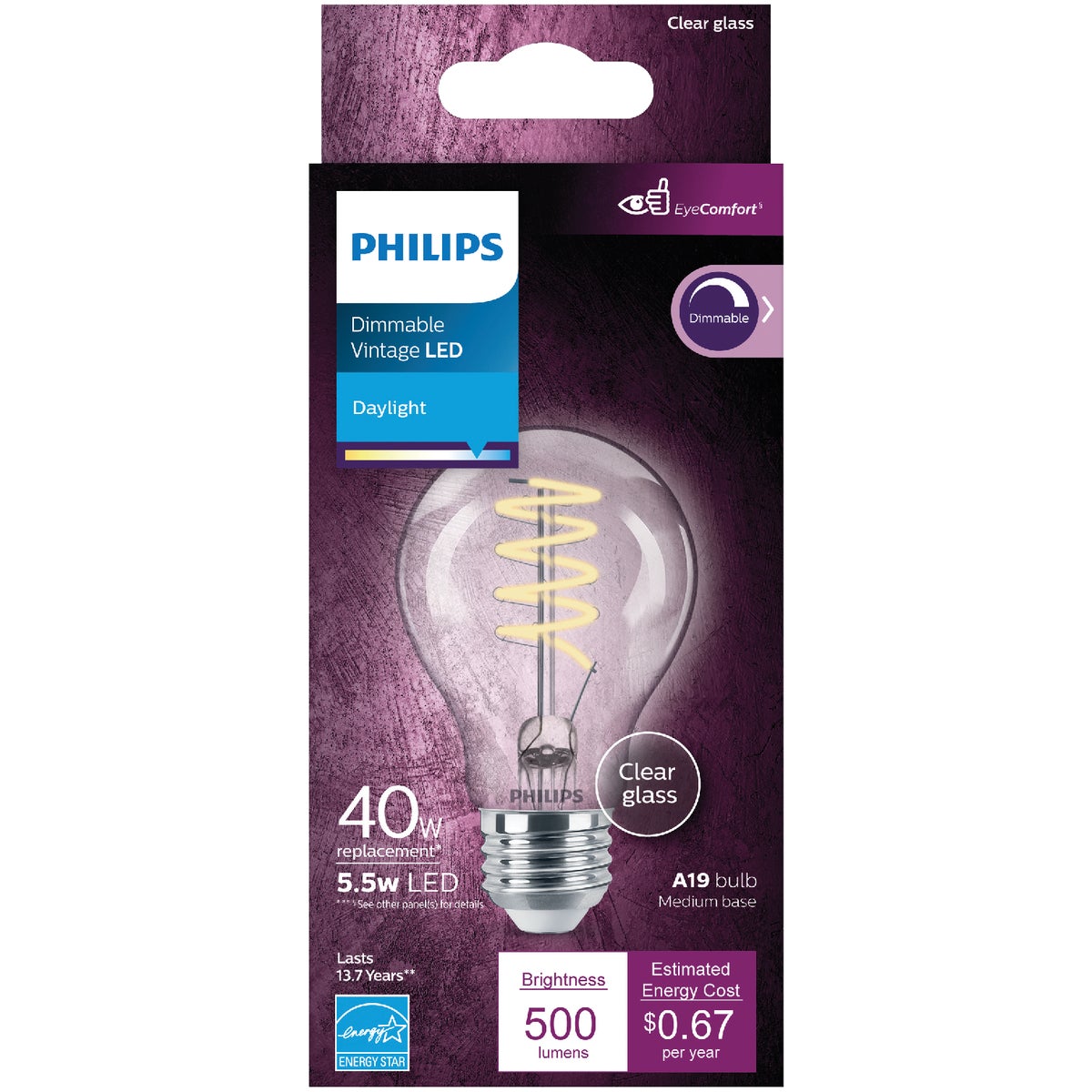 Philips EyeComfort 40W Equivalent Soft White A19 Medium LED Light Bulb