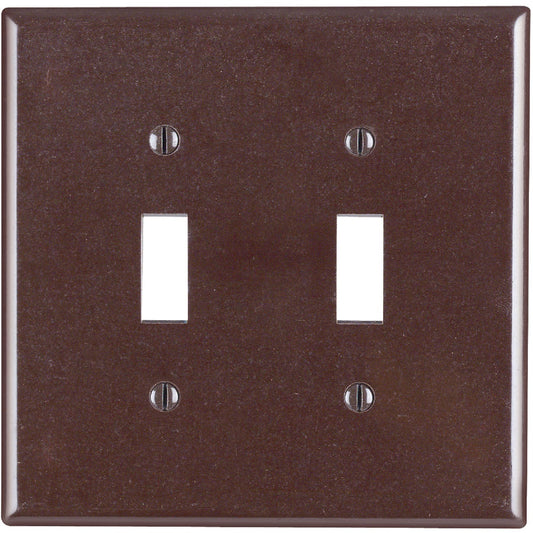 Leviton 2-Gang Smooth Plastic Mid-Way Toggle Switch Wall Plate, Brown