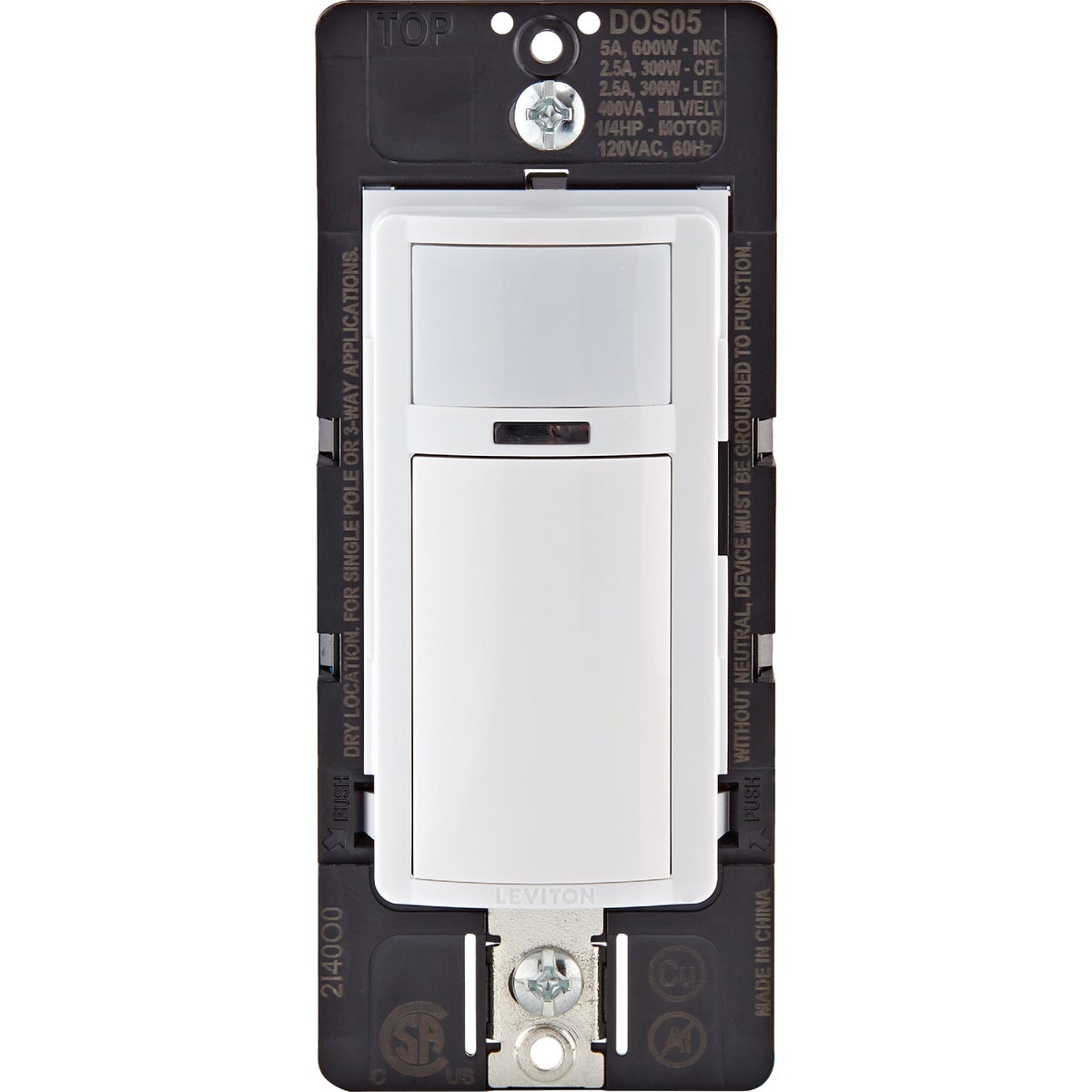 Leviton Decora White 900 Sq. Ft. Coverage 180 Deg. Detection Occupancy Sensor Switch