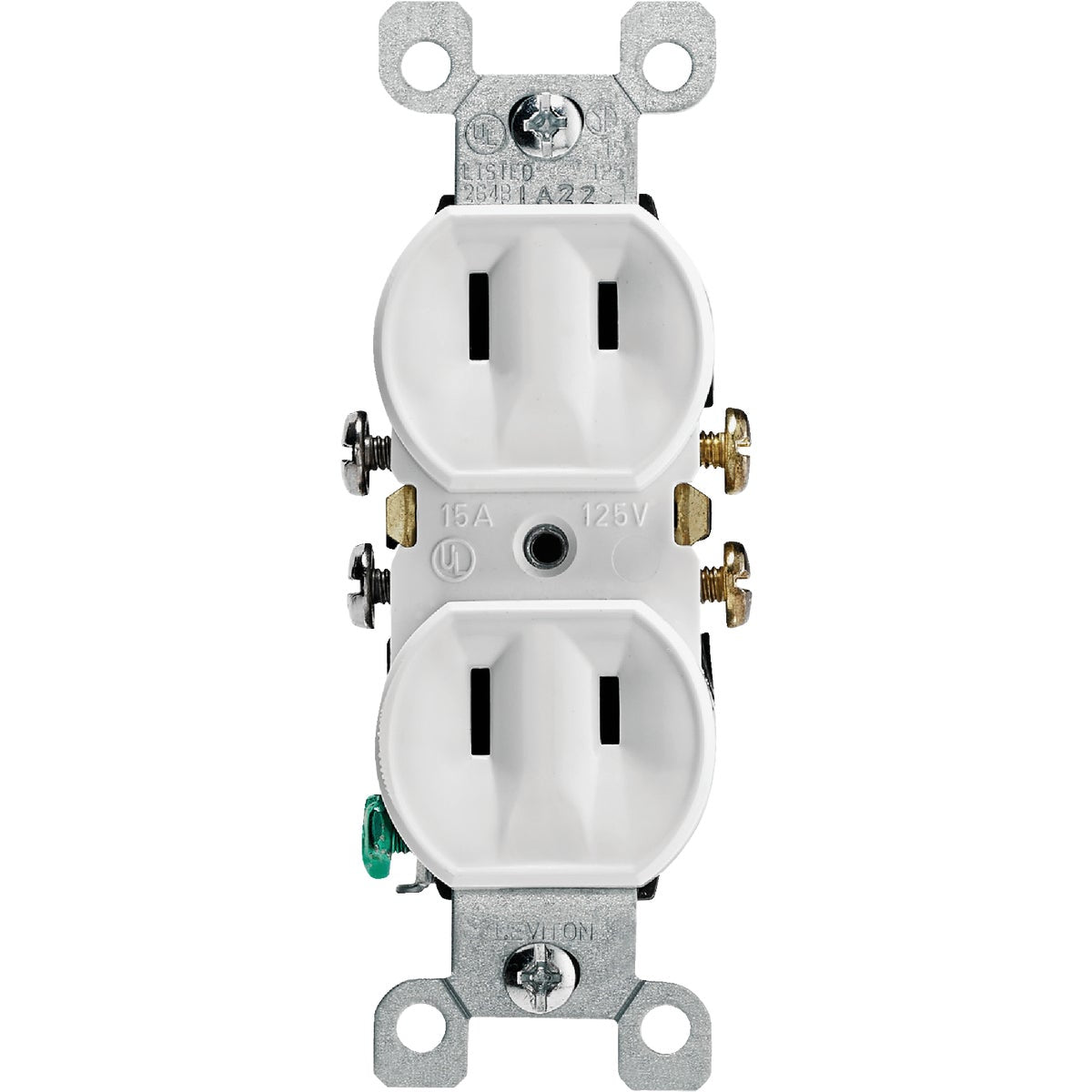 Leviton 15A White Residential Grade 1-15R Duplex Outlet