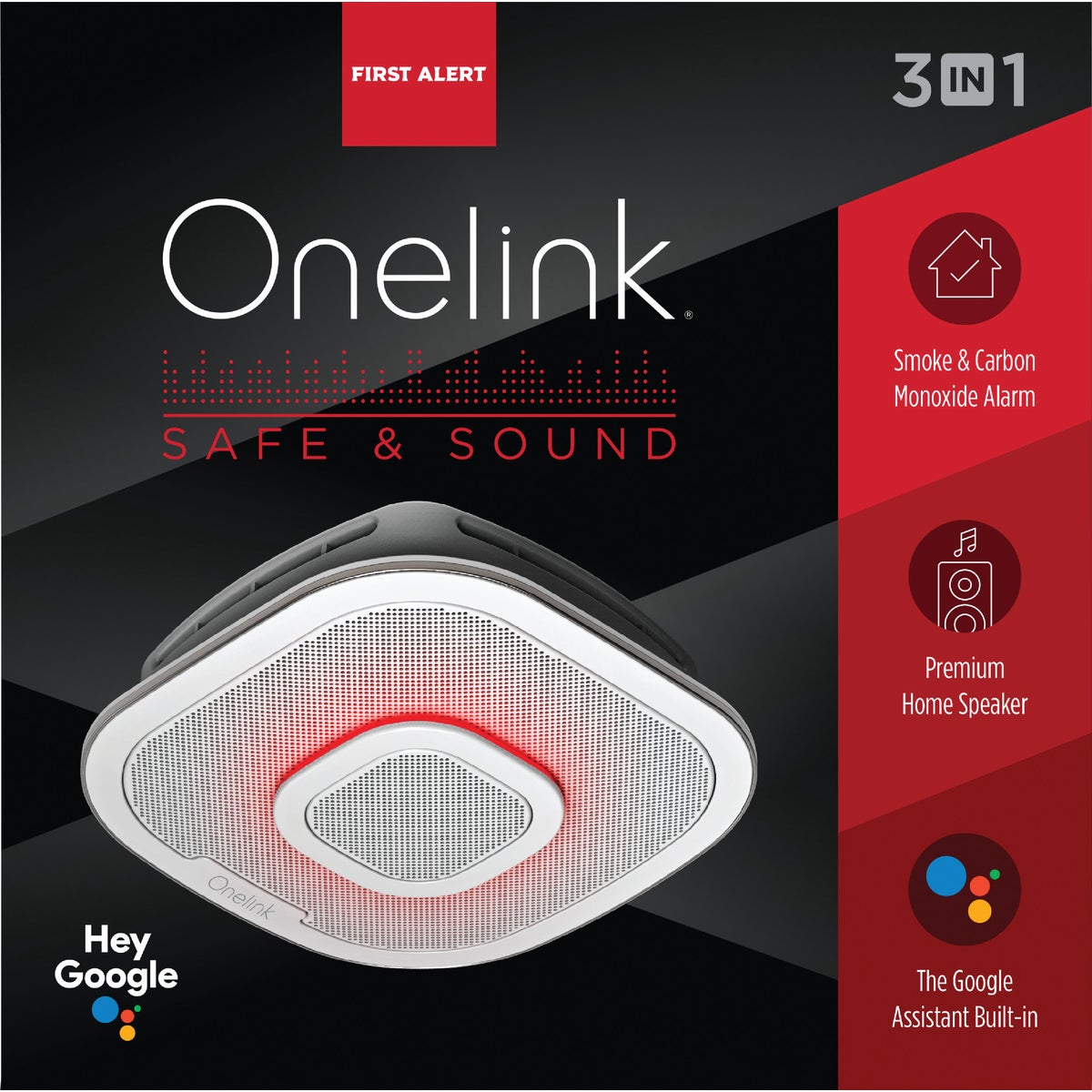 First Alert Onelink Safe & Sound Hardwired 120V Photoelectric Smart Carbon Monoxide and Smoke Alarm with Google Assistant