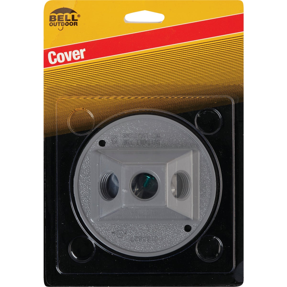 Bell 3-Outlet Round Zinc Gray Cluster Weatherproof Outdoor Box Cover, Carded