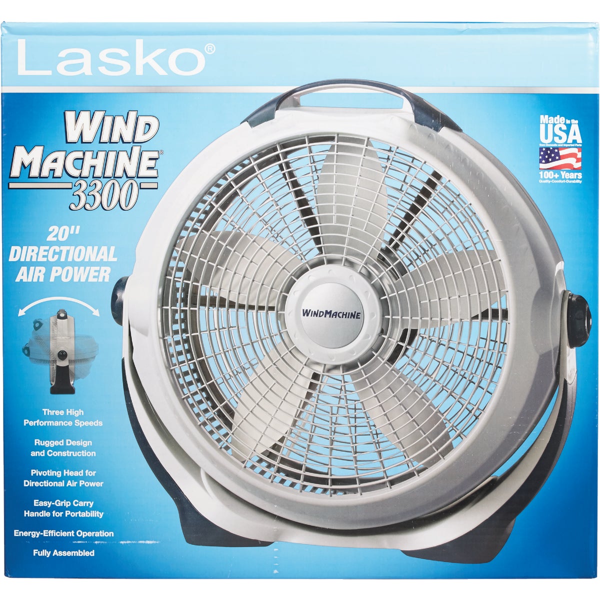 Lasko Wind Machine 20 In. 3-Speed Pearl Floor Fan