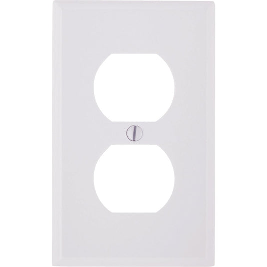 Leviton 1-Gang Smooth Plastic Outlet Wall Plate, White