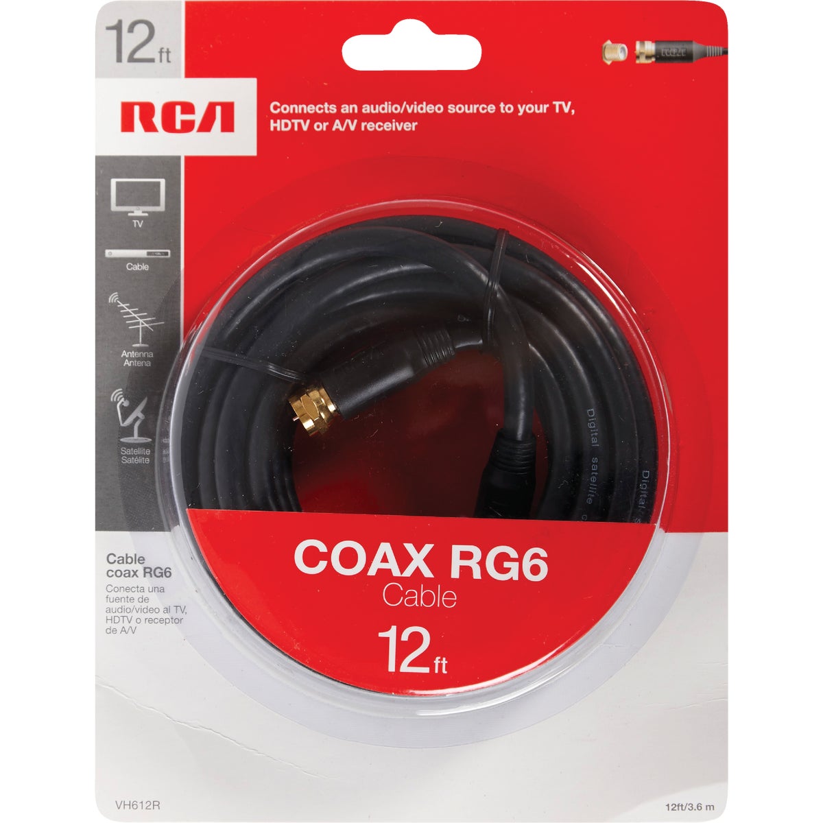 RCA 12 Ft. Black Digital RG6 Coaxial Cable