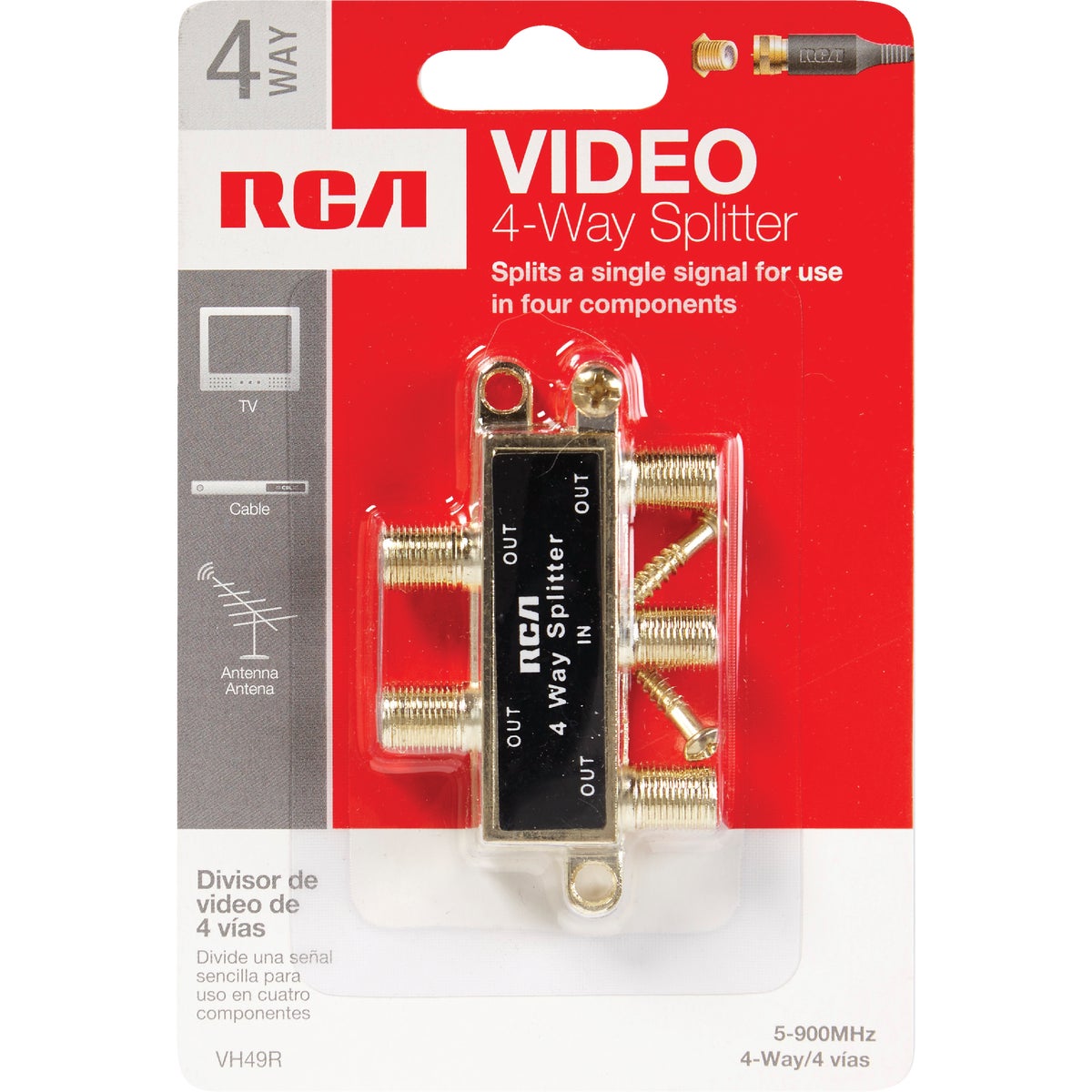 RCA 4-Way Coaxial Splitter