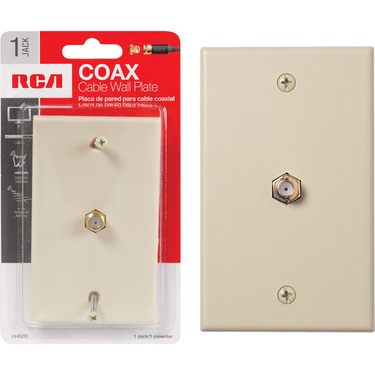 RCA Almond Single F-Connector Coaxial Wall Plate