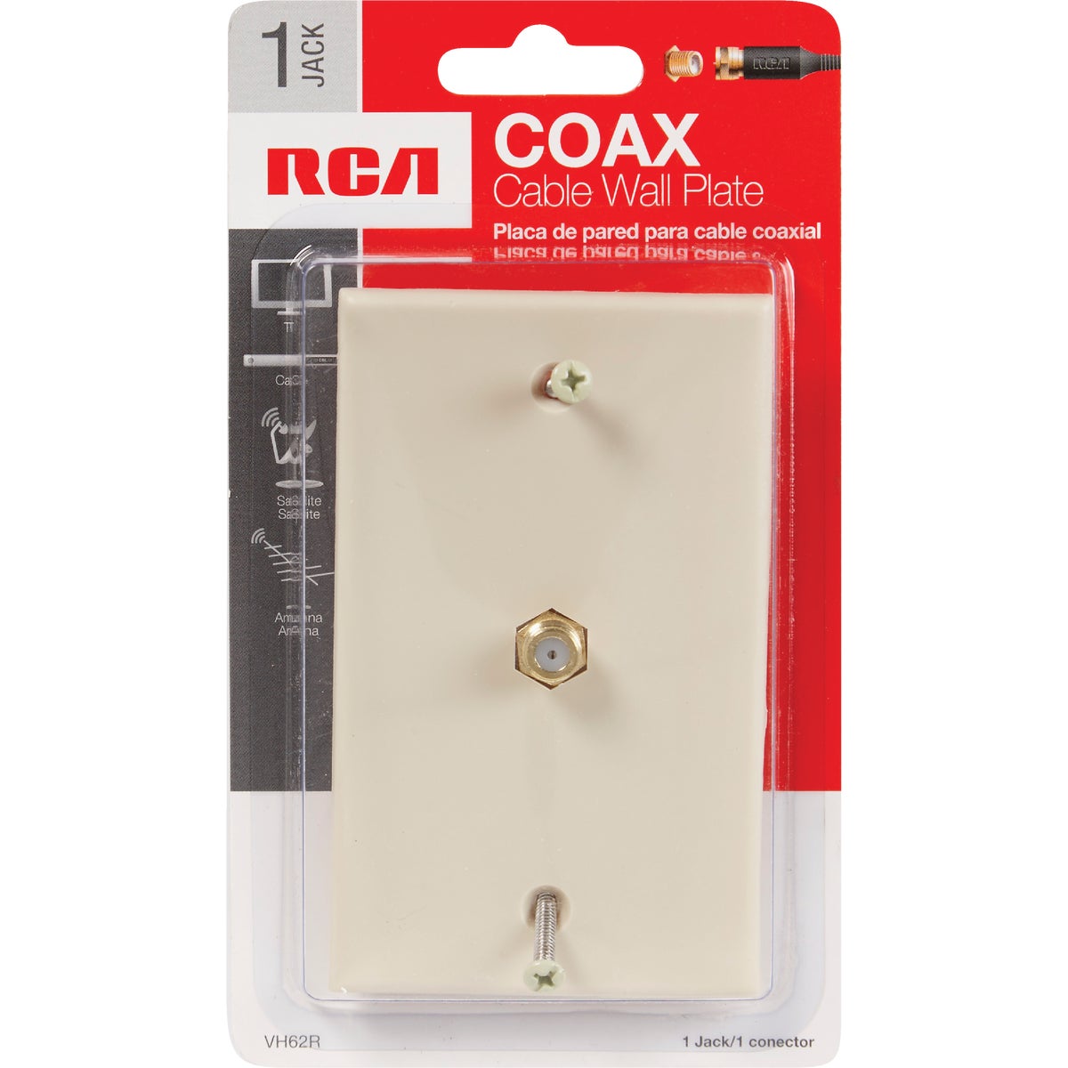 RCA Almond Single F-Connector Coaxial Wall Plate