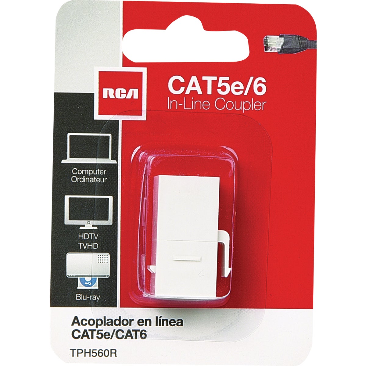 RCA CAT 5E/6 White In-Line Coupler