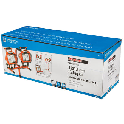 Designers Edge Power Light 19,200 Lm. Halogen Twin Head Tripod Stand-Up Work Light