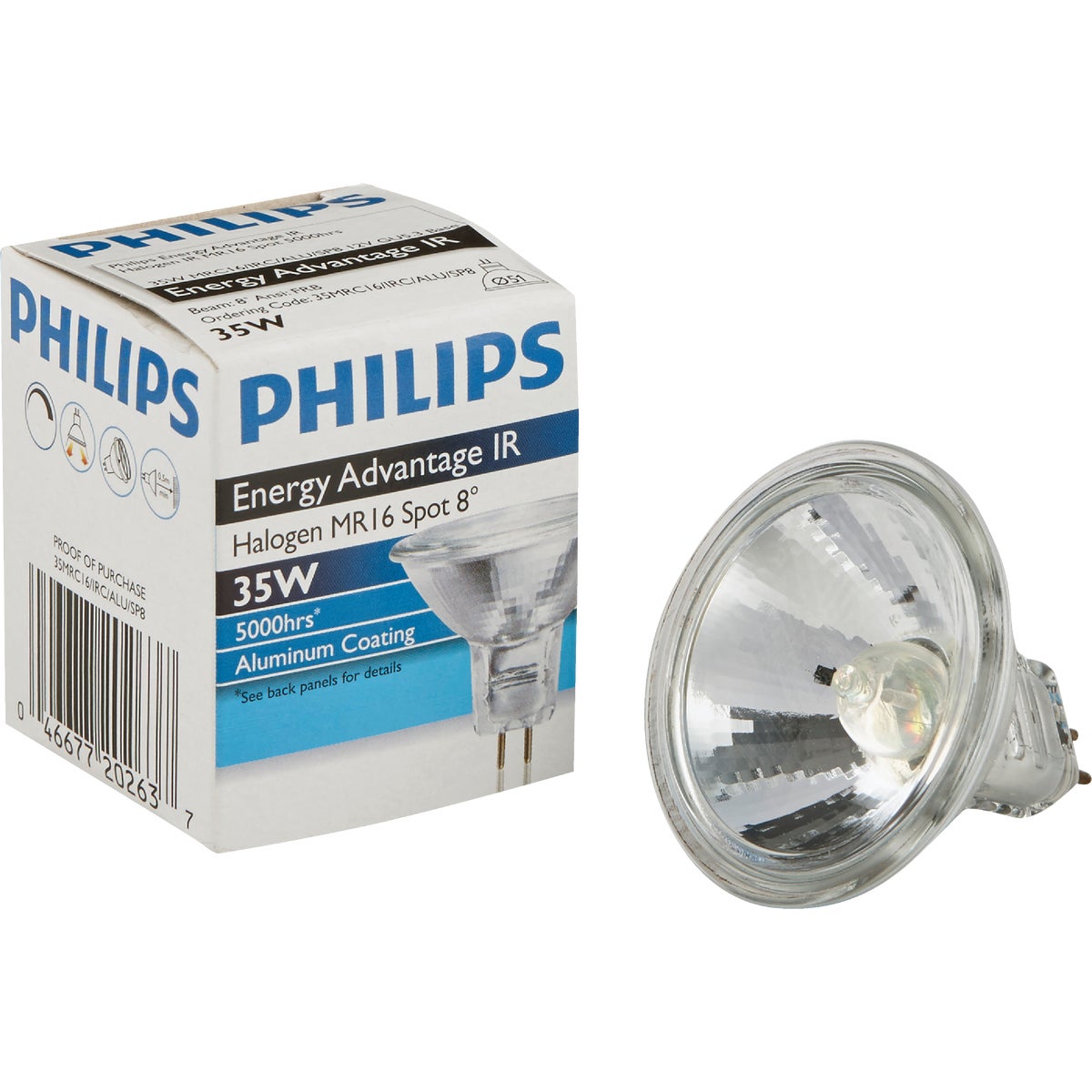 Philips Energy Advantage IR 45W Equivalent Clear GU5.3 Base MR16 Halogen Spotlight Light Bulb