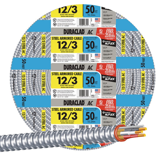 Southwire 50 Ft. 12/3 AC Armored Cable Electrical Wire