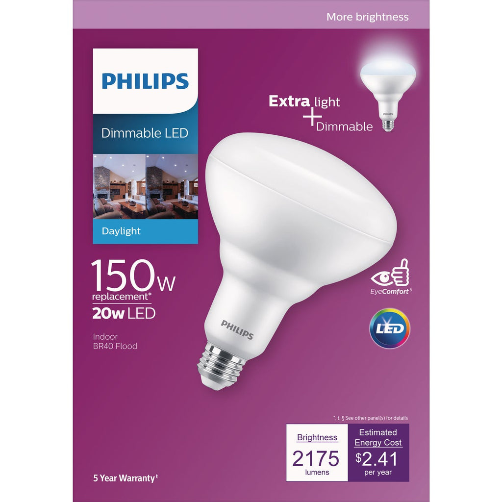 Philips 150W Equivalent Daylight BR40 Medium Dimmable LED Floodlight Light Bulb