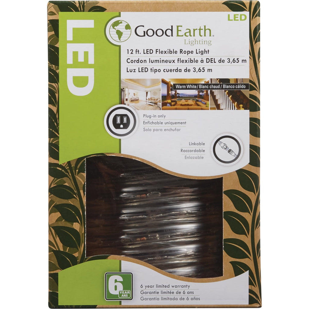 Good Earth Lighting White 12 Ft. 250-Lumen LED Rope Light