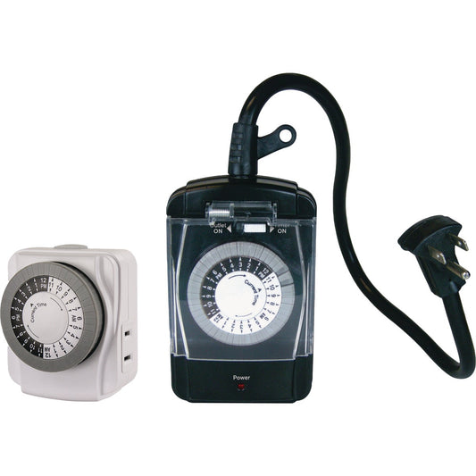 Prime 15A 125V Indoor & Outdoor Timer Set