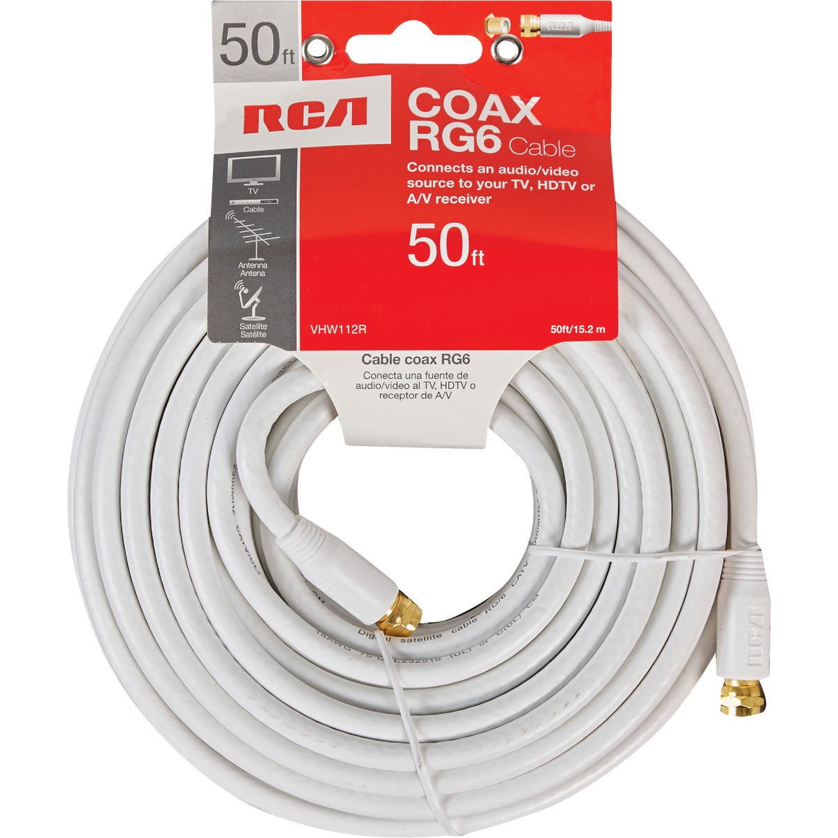 RCA 50 Ft. White Digital RG6 Coaxial Cable