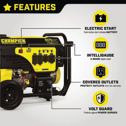 Champion 7500W Gasoline Powered Electric Start Portable Generator (California Compliant)