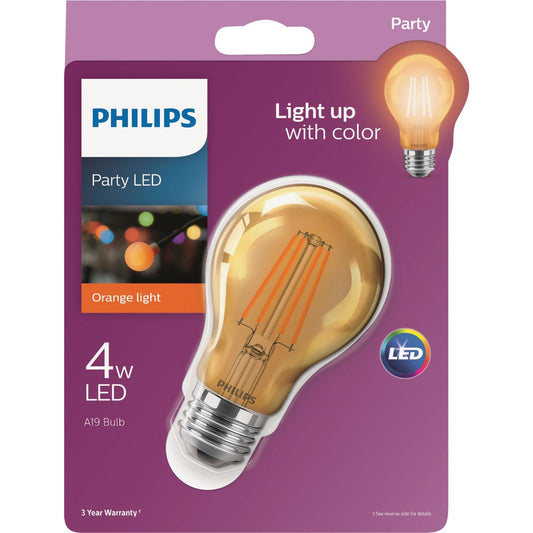 Philips Orange A19 Medium 4W Indoor/Outdoor LED Decorative Party Light Bulb