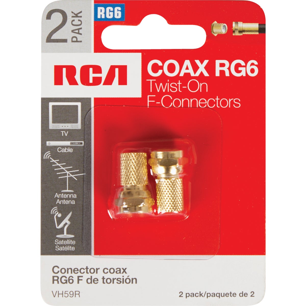 RCA RG Twist-On Coaxial F-Connector (2-Pack)