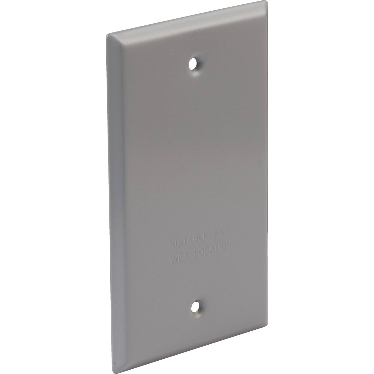 Bell Single Gang Rectangular Aluminum Gray Blank Weatherproof Outdoor Box Cover, Shrink Wrapped