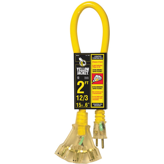 Yellow Jacket 2 Ft. 12/3 Contractor Grade Power Block Extension Cord