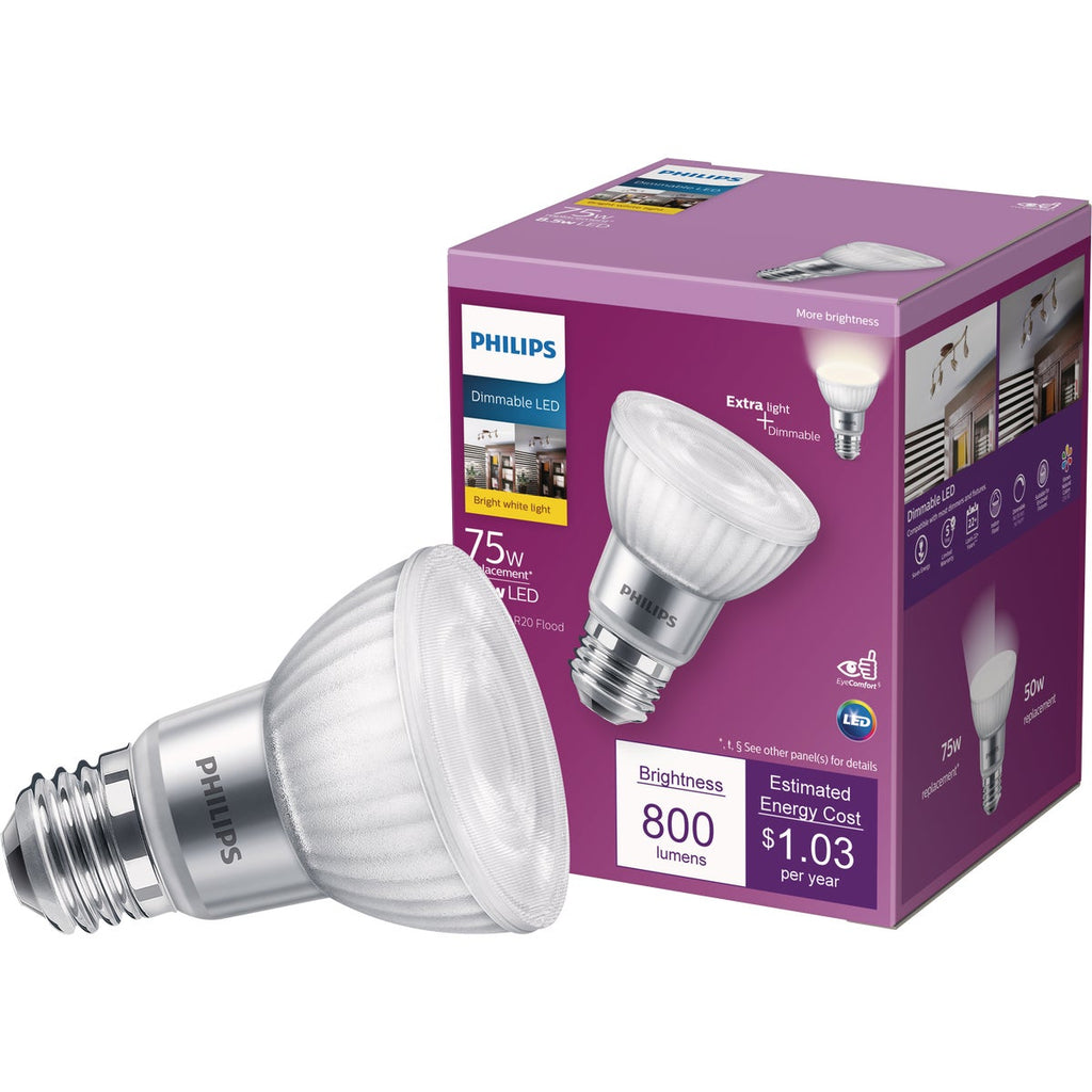 Philips 75W Equivalent Bright White PAR20 Medium Dimmable LED Floodlight Light Bulb
