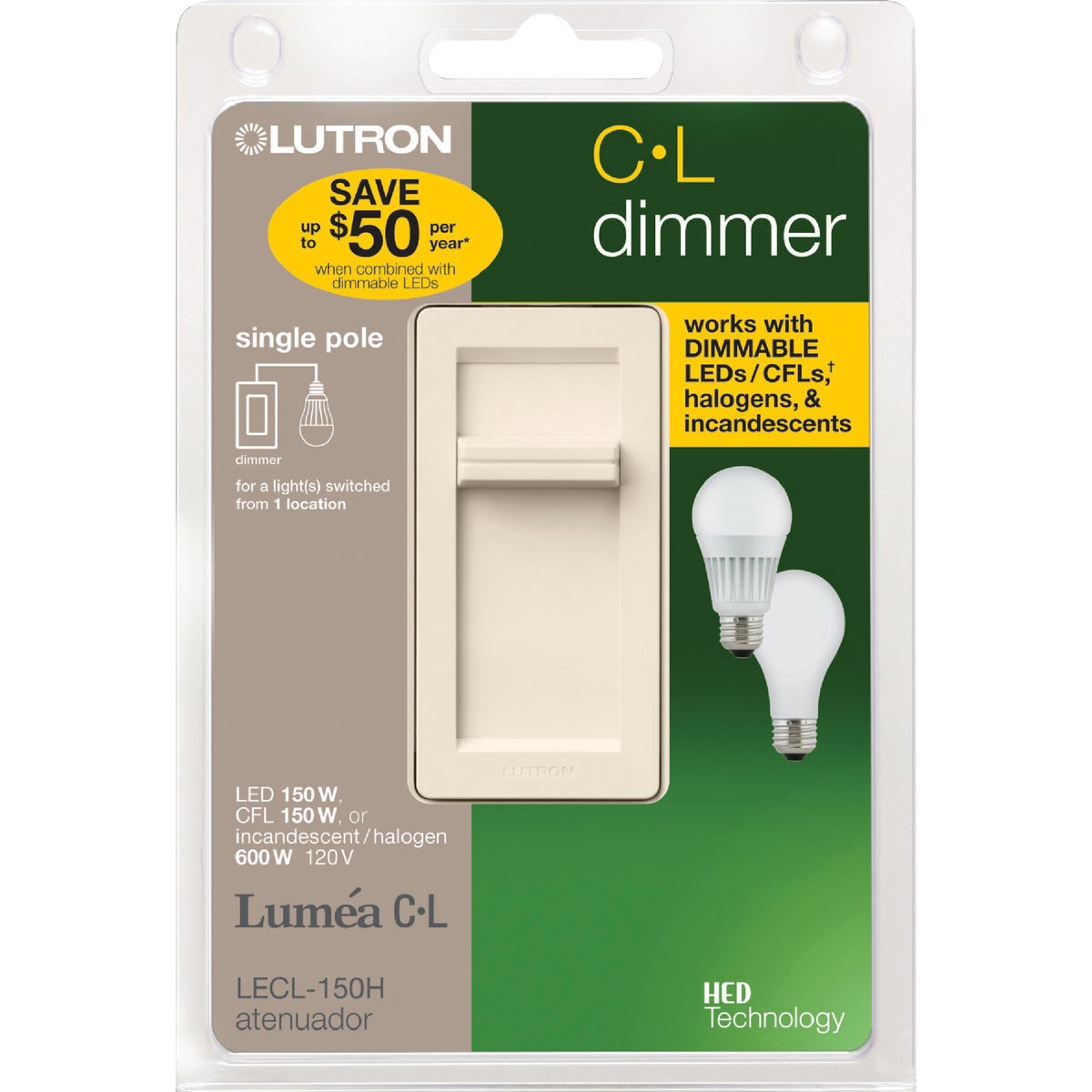 Lutron Lumea CL Light Almond 120 VAC Wireless Dimmer