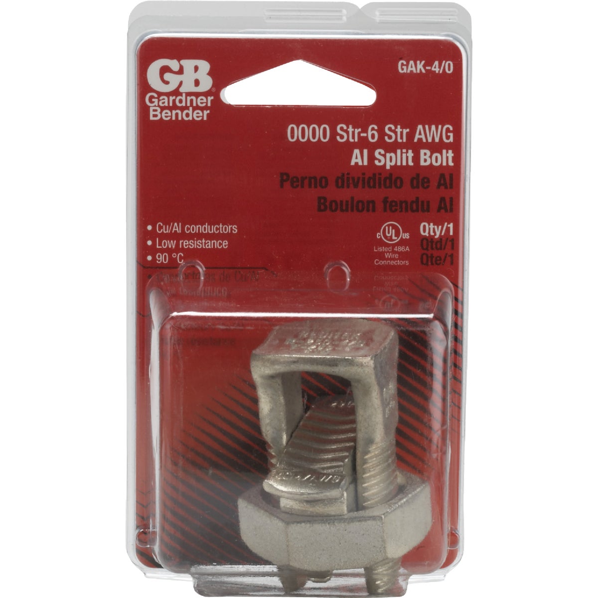 Gardner Bender #6 to #0000 AWG Solid Aluminum Split Bolt Connector