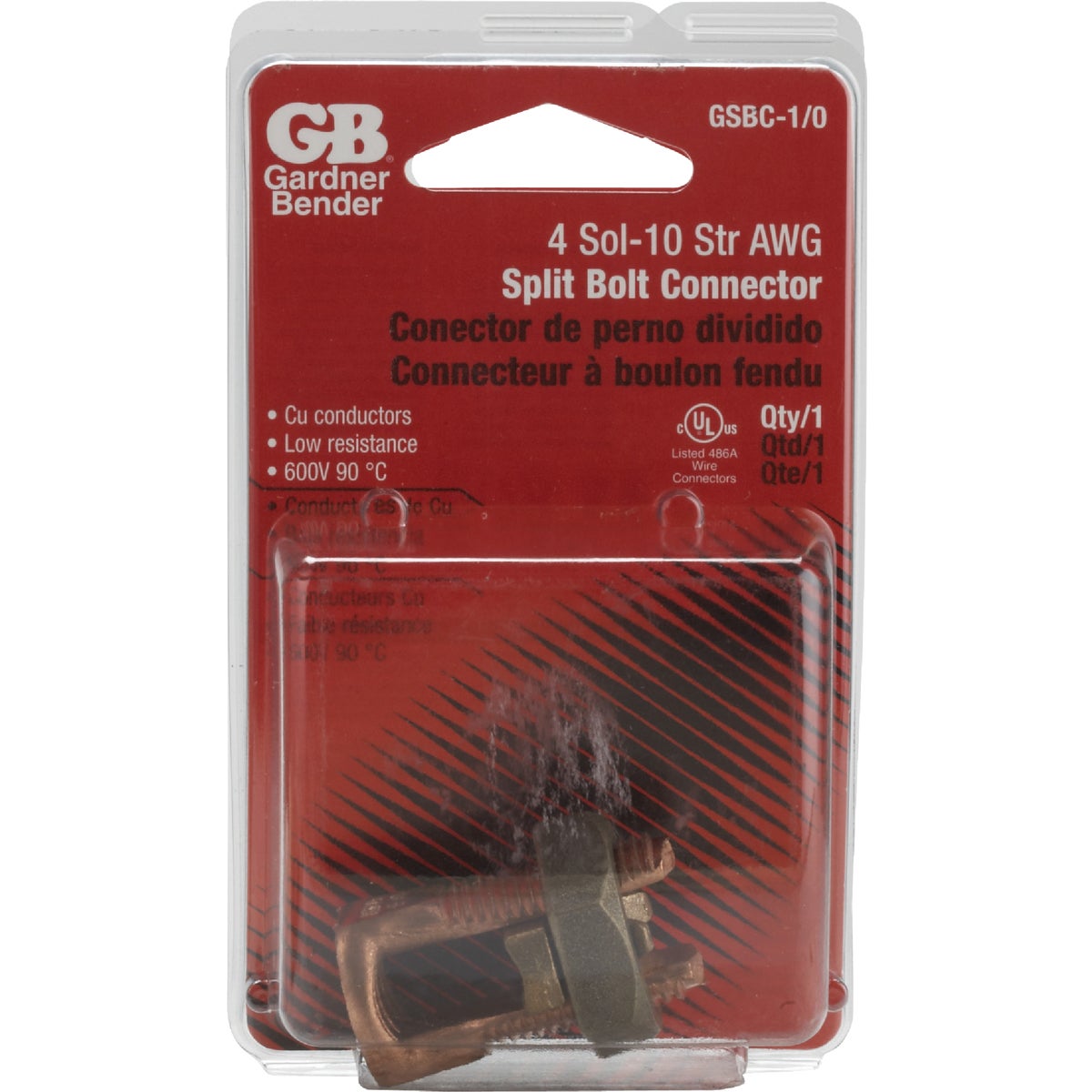 Gardner Bender #4 to #0 AWG Solid Copper Alloy Split Bolt Connector