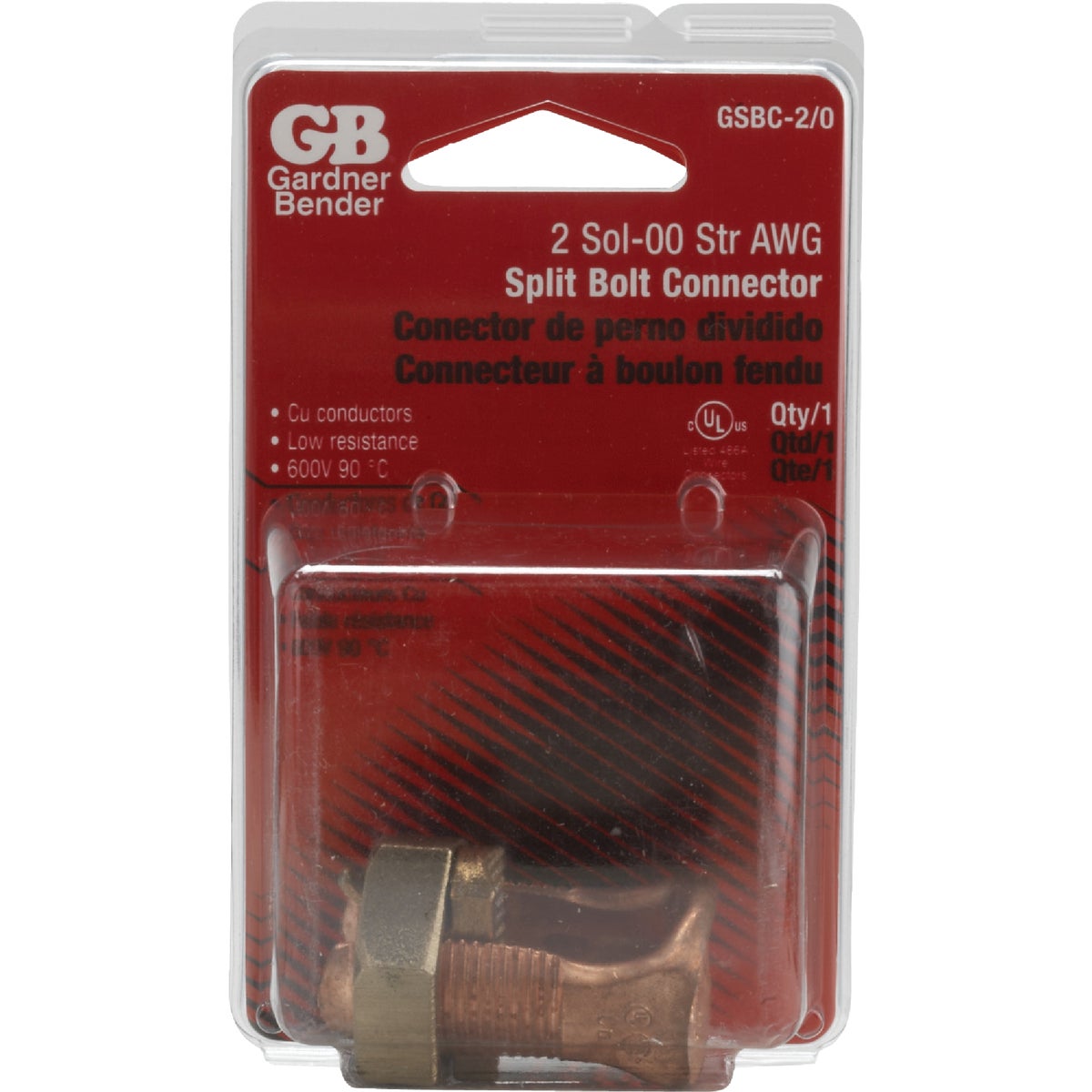 Gardner Bender #2 to #00 AWG Solid Copper Alloy Split Bolt Connector