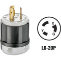 Leviton 20A 250V 3-Wire 2-Pole Industrial Grade Locking Cord Plug