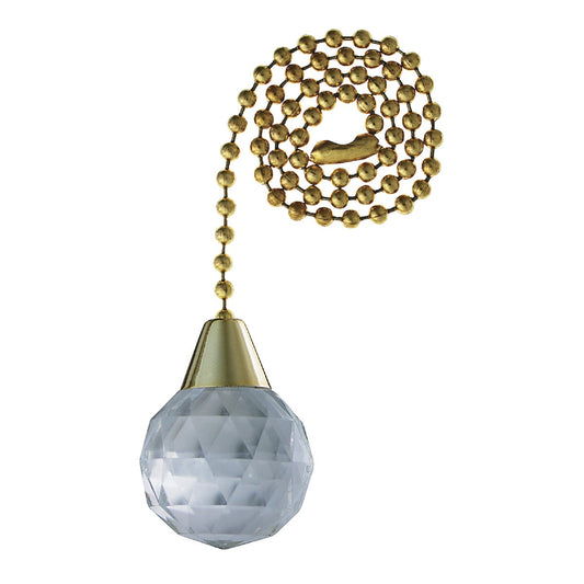 Westinghouse 12 In. Polished Brass Pull Chain with Clear Prismatic Sphere Ornament