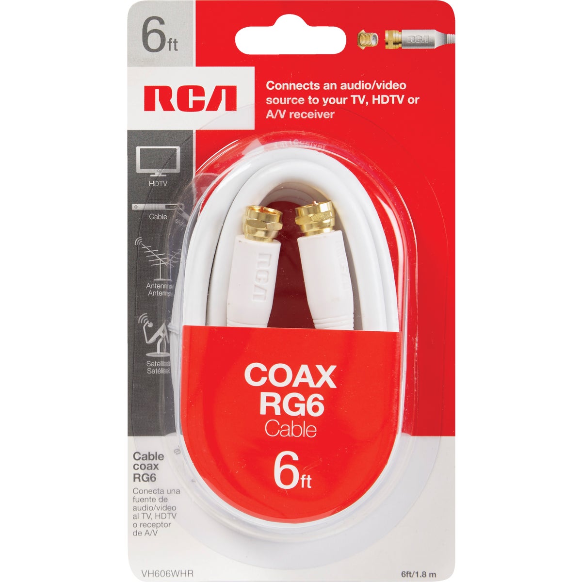 RCA 6 Ft. White Digital RG6 Coaxial Cable