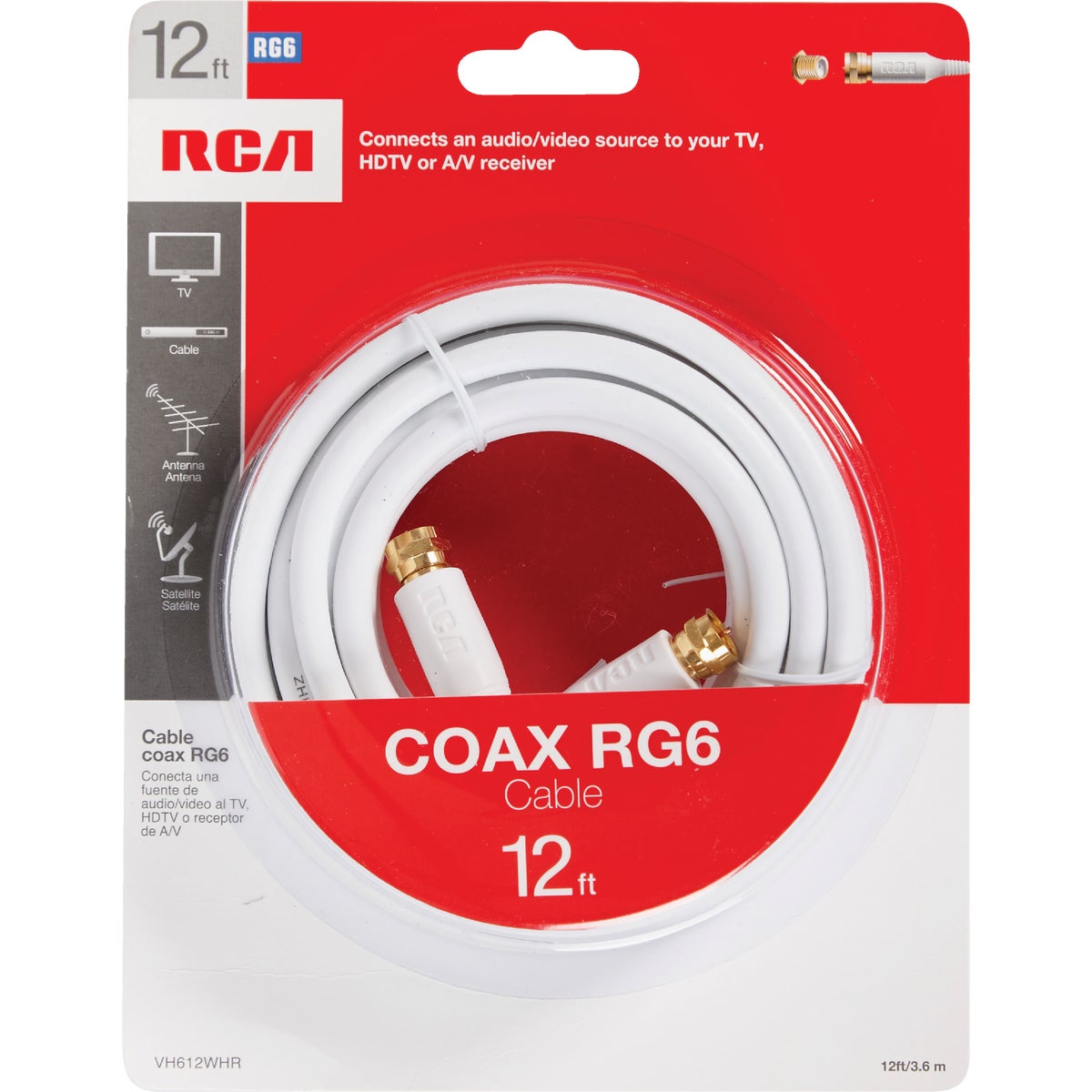 RCA 12 Ft. White Digital RG6 Coaxial Cable