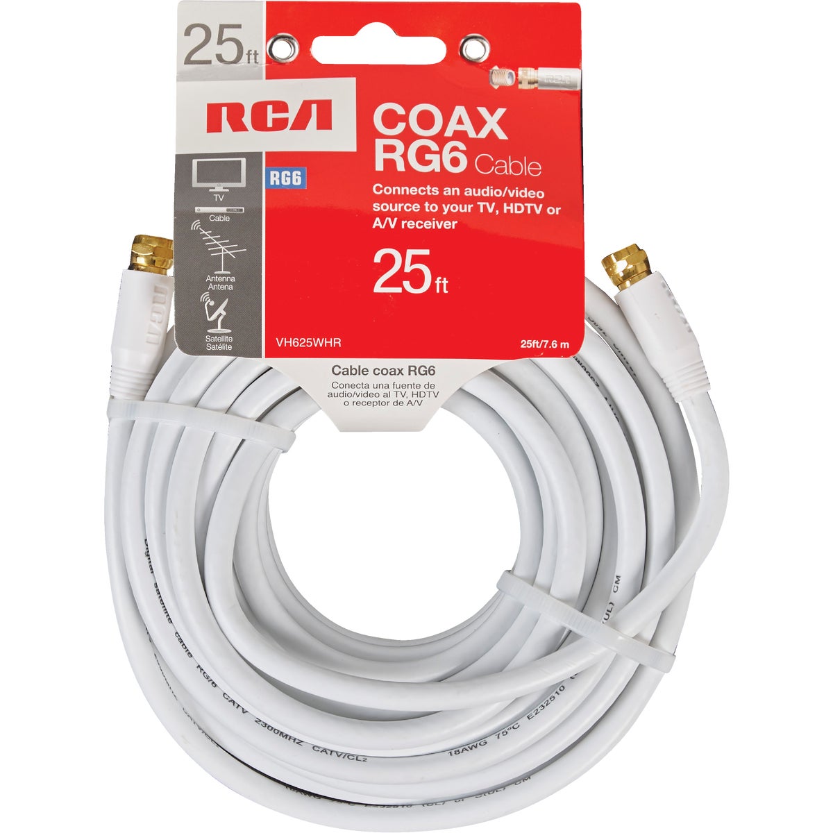 RCA 25 Ft. White RG6 Coaxial Cable