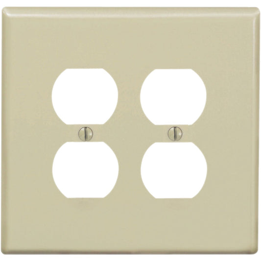 Leviton Mid-Way 2-Gang Thermoplastic Nylon Outlet Wall Plate, Ivory