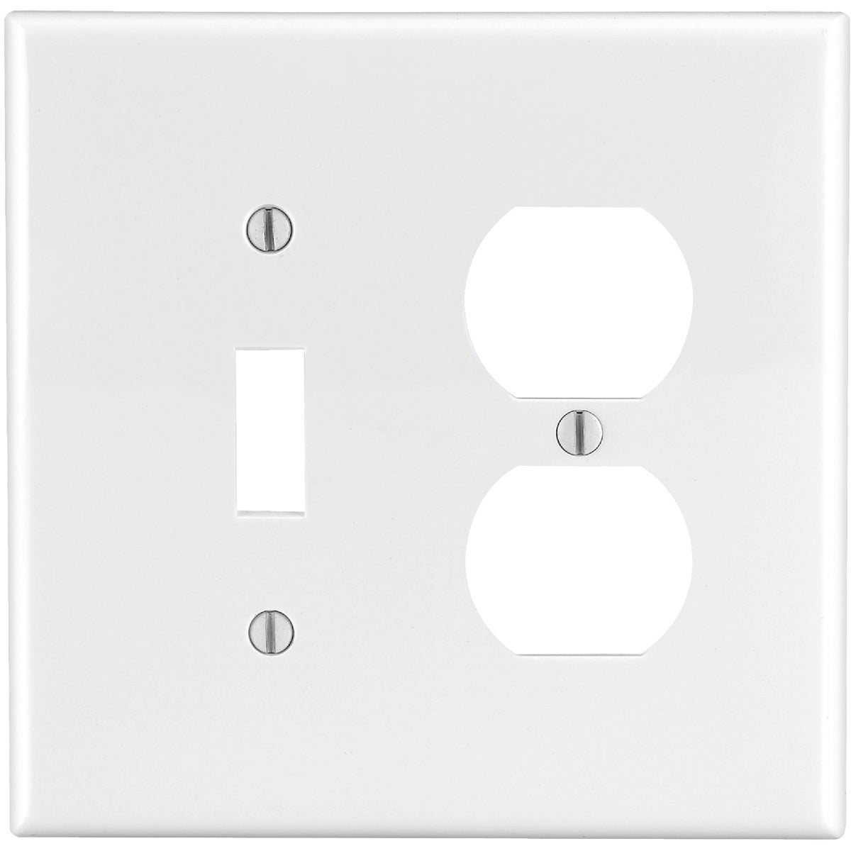 Leviton Mid-Way 2-Gang Thermoplastic Nylon Single Toggle/Duplex Outlet Wall Plate, White