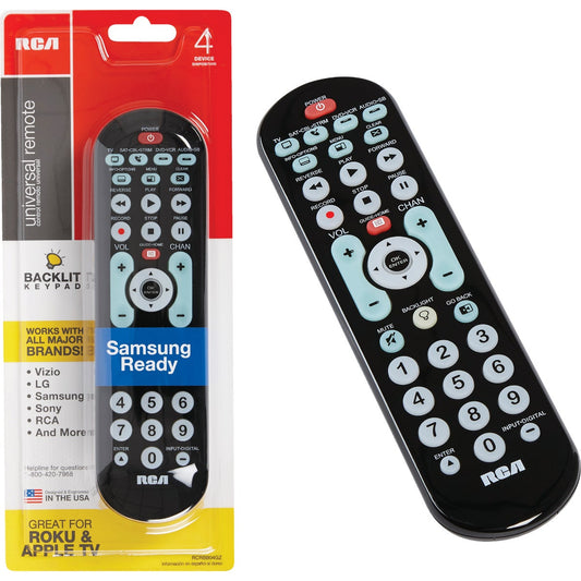 RCA 4-Device Universal Black Big Button Remote Control