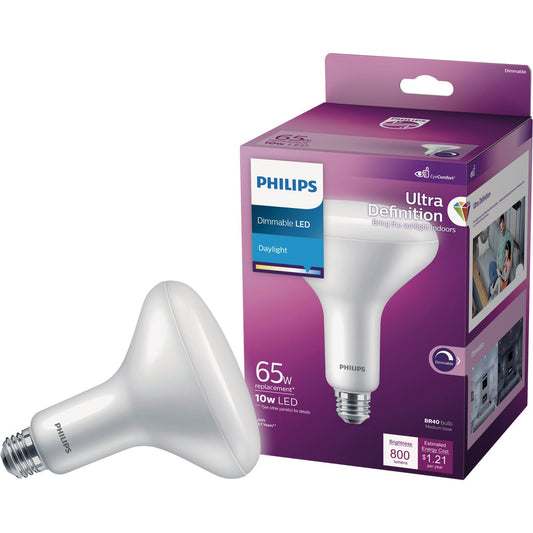 Philips Ultra Definition 65W Equivalent Soft White BR40 Medium Dimmable LED Floodlight Light Bulb