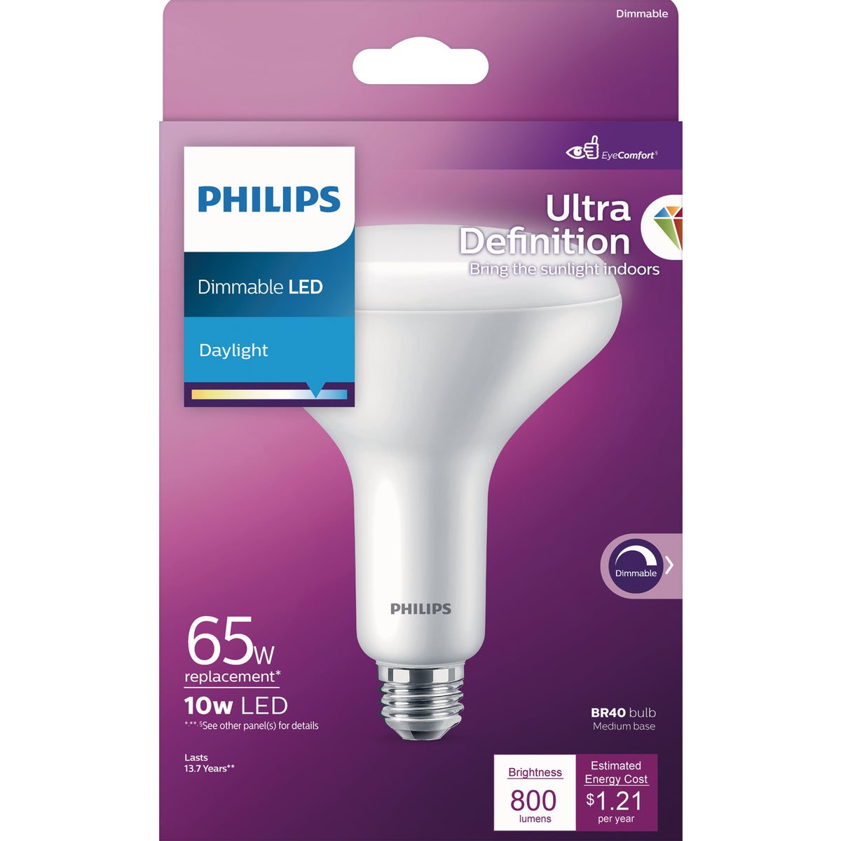 Philips Ultra Definition 65W Equivalent Soft White BR40 Medium Dimmable LED Floodlight Light Bulb